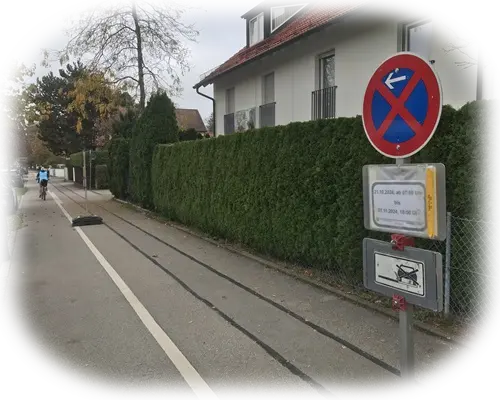AVZD - Halteverbotsschild 283 wegen einer Öllieferung in München.