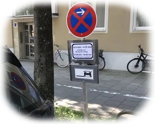 AVZD - Halteverbotsschild 283 für eine Möbellieferung in München
